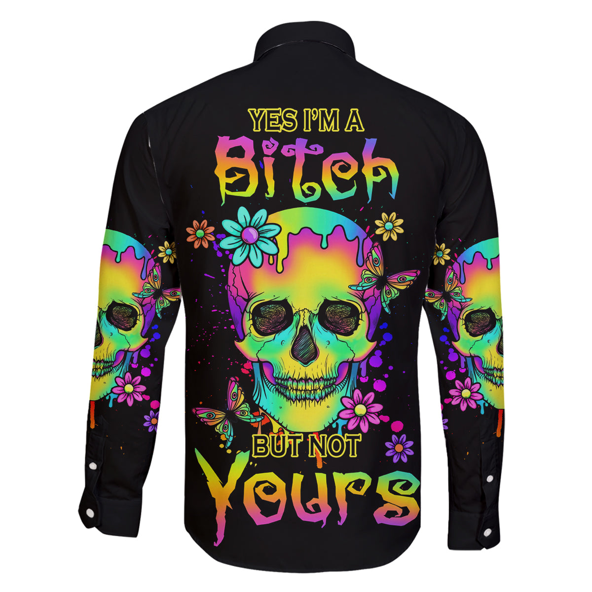 Yes I'm A B But Not Yours Family Matching Off Shoulder Long Sleeve Dress and Hawaiian Shirt - Wonder Print Shop