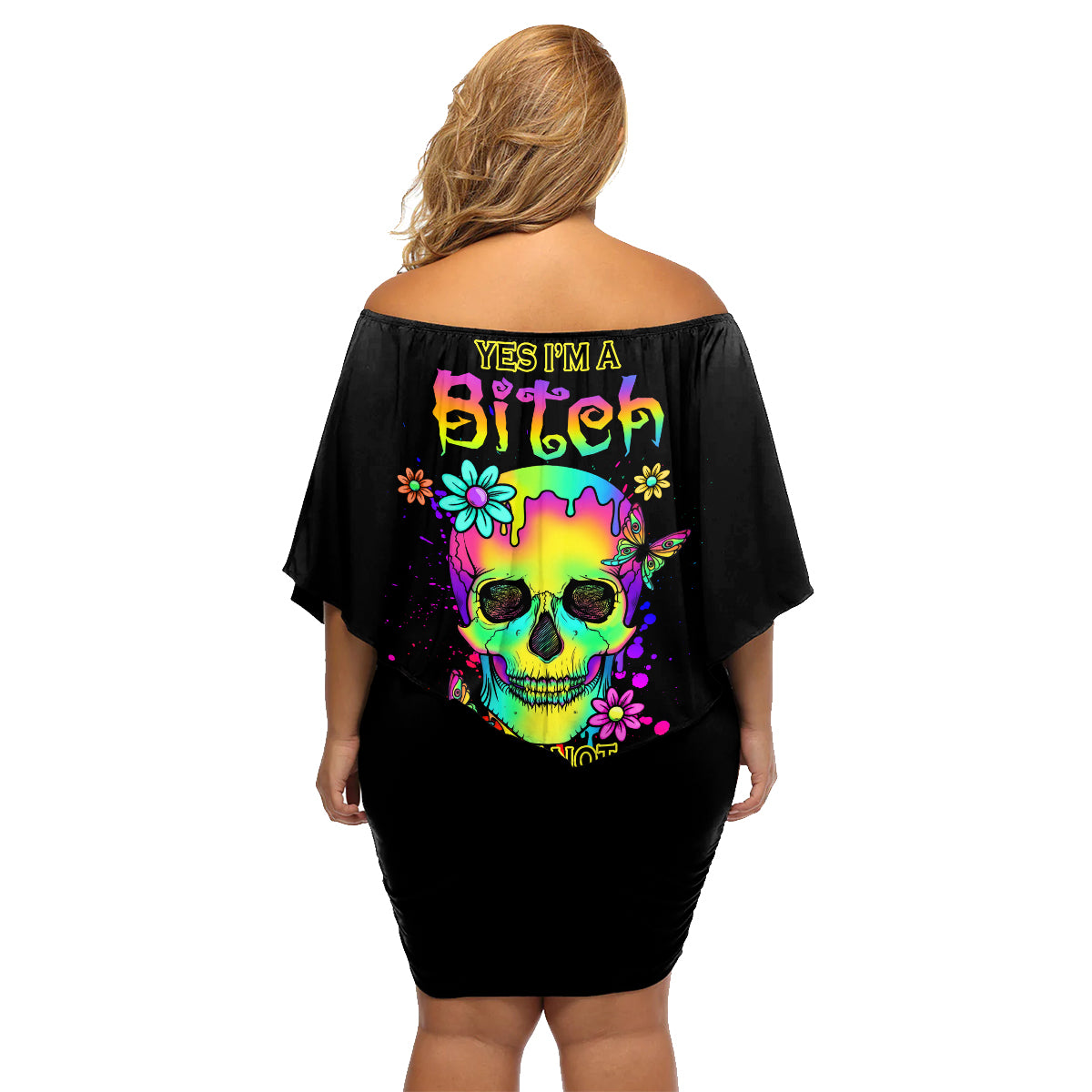 Yes I'm A B But Not Yours Family Matching Off Shoulder Short Dress and Hawaiian Shirt - Wonder Print Shop