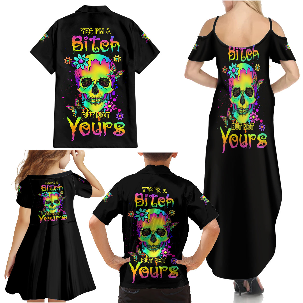 Yes I'm A B But Not Yours Family Matching Summer Maxi Dress and Hawaiian Shirt - Wonder Print Shop