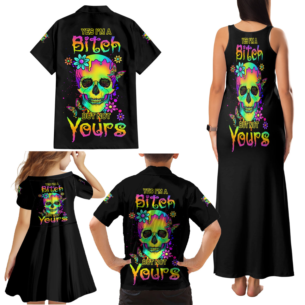 Yes I'm A B But Not Yours Family Matching Tank Maxi Dress and Hawaiian Shirt - Wonder Print Shop