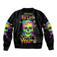 Yes I'm A B But Not Yours Sleeve Zip Bomber Jacket - Wonder Print Shop