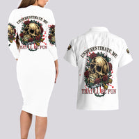 Underestimate Me That'll Be Fun Couples Matching Long Sleeve Bodycon Dress and Hawaiian Shirt - Wonder Print Shop