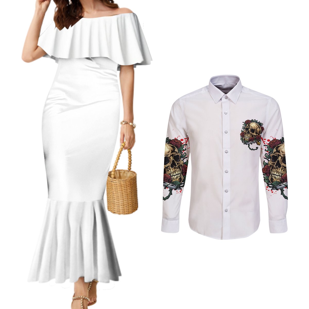 underestimate-me-thatll-be-fun-couples-matching-mermaid-dress-and-long-sleeve-button-shirt