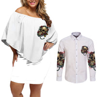 Underestimate Me That'll Be Fun Couples Matching Off Shoulder Short Dress and Long Sleeve Button Shirt - Wonder Print Shop