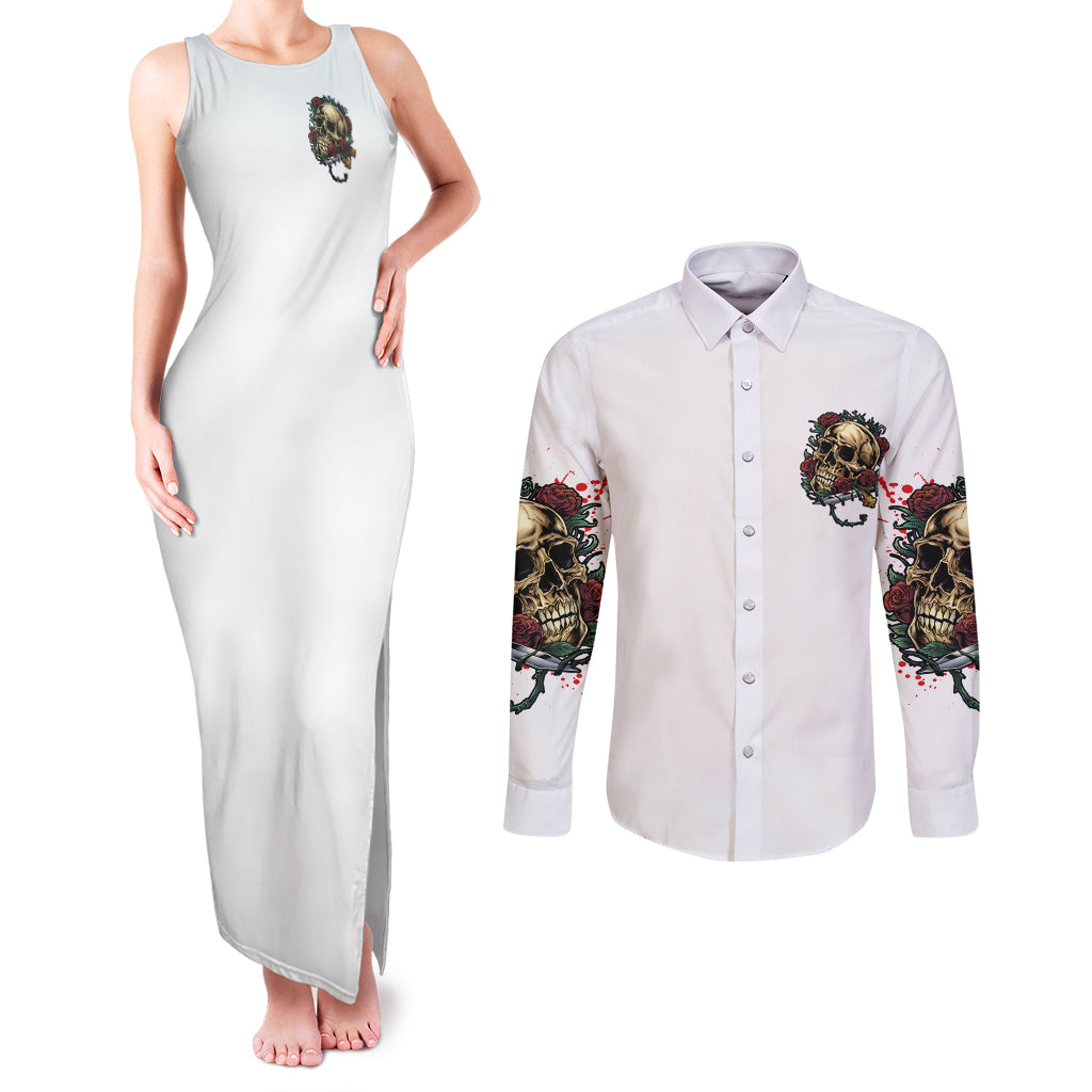 Underestimate Me That'll Be Fun Couples Matching Tank Maxi Dress and Long Sleeve Button Shirt - Wonder Print Shop