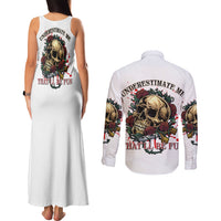 Underestimate Me That'll Be Fun Couples Matching Tank Maxi Dress and Long Sleeve Button Shirt - Wonder Print Shop