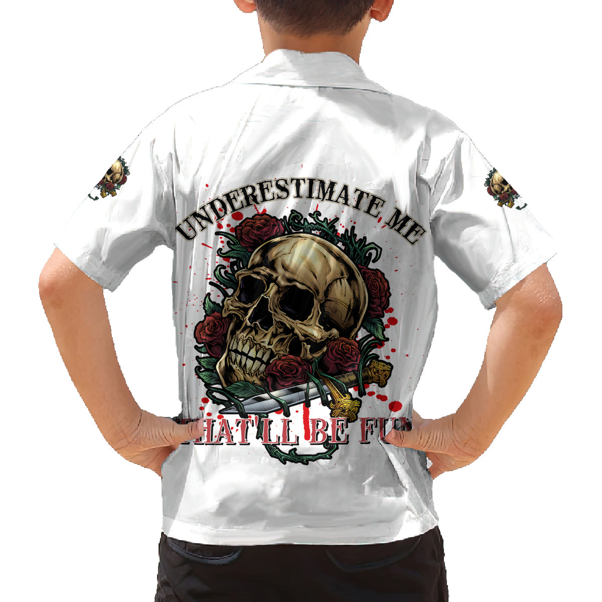 Underestimate Me That'll Be Fun Family Matching Long Sleeve Bodycon Dress and Hawaiian Shirt - Wonder Print Shop