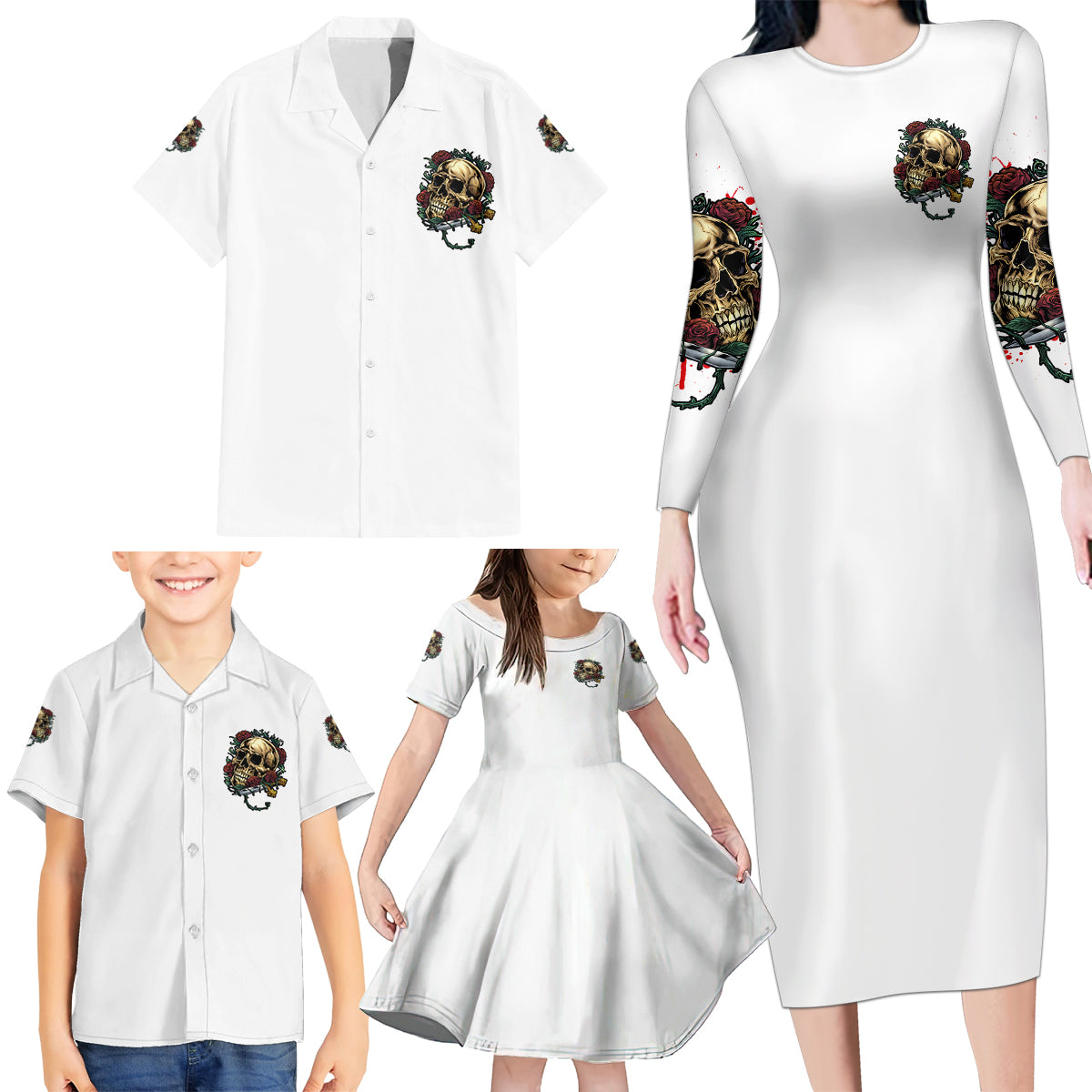 Underestimate Me That'll Be Fun Family Matching Long Sleeve Bodycon Dress and Hawaiian Shirt - Wonder Print Shop