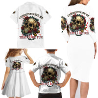 Underestimate Me That'll Be Fun Family Matching Long Sleeve Bodycon Dress and Hawaiian Shirt - Wonder Print Shop