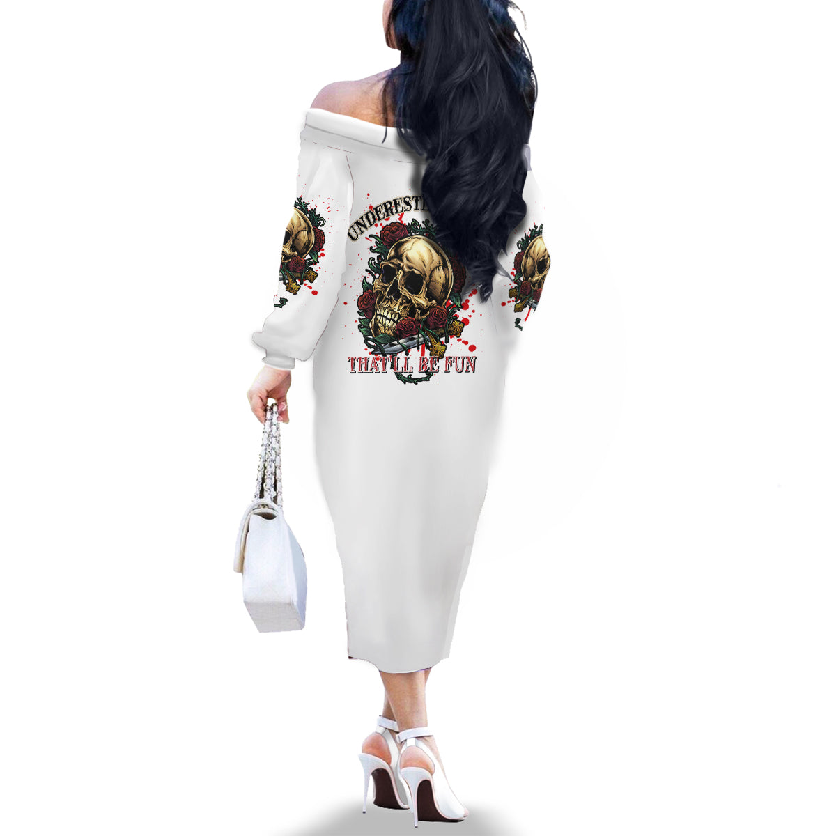 Underestimate Me That'll Be Fun Family Matching Off Shoulder Long Sleeve Dress and Hawaiian Shirt - Wonder Print Shop