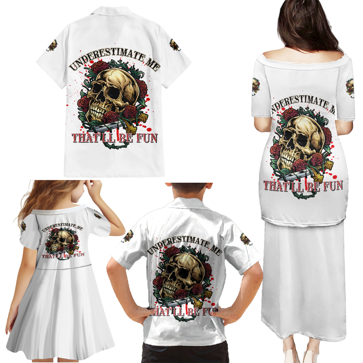 Underestimate Me That'll Be Fun Family Matching Puletasi Dress and Hawaiian Shirt - Wonder Print Shop