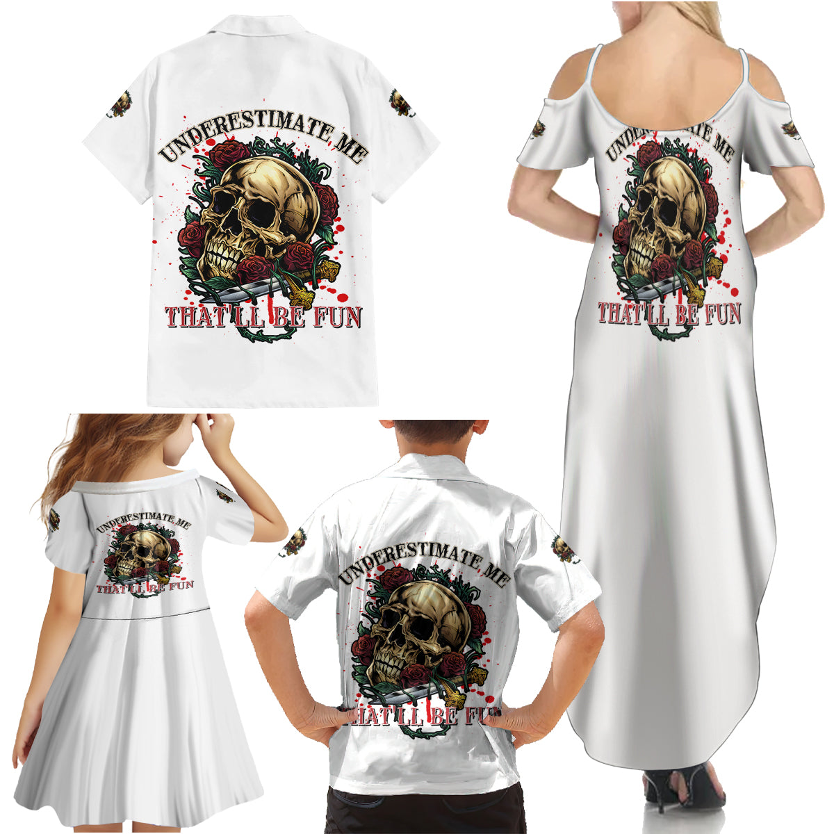 Underestimate Me That'll Be Fun Family Matching Summer Maxi Dress and Hawaiian Shirt - Wonder Print Shop