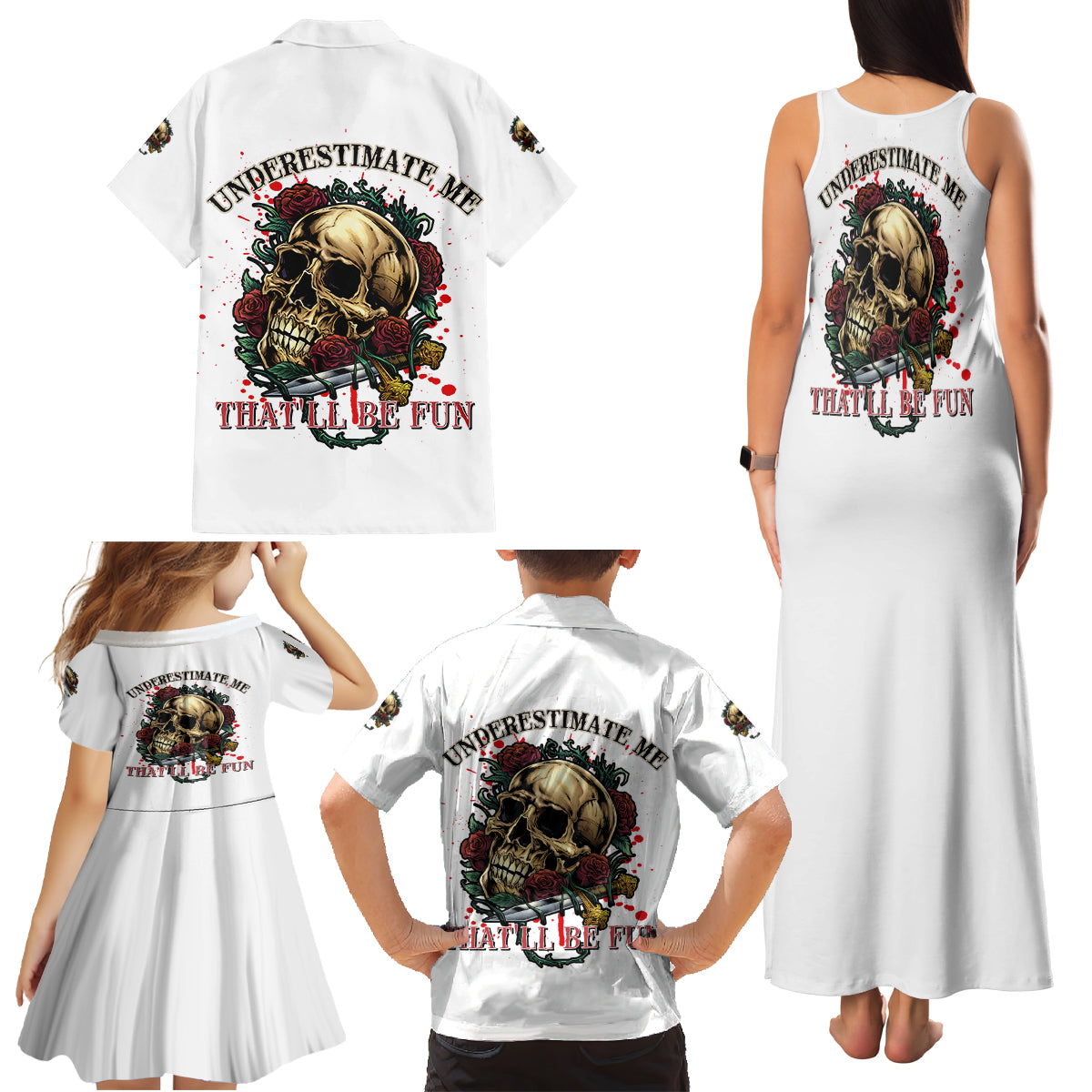 Underestimate Me That'll Be Fun Family Matching Tank Maxi Dress and Hawaiian Shirt - Wonder Print Shop
