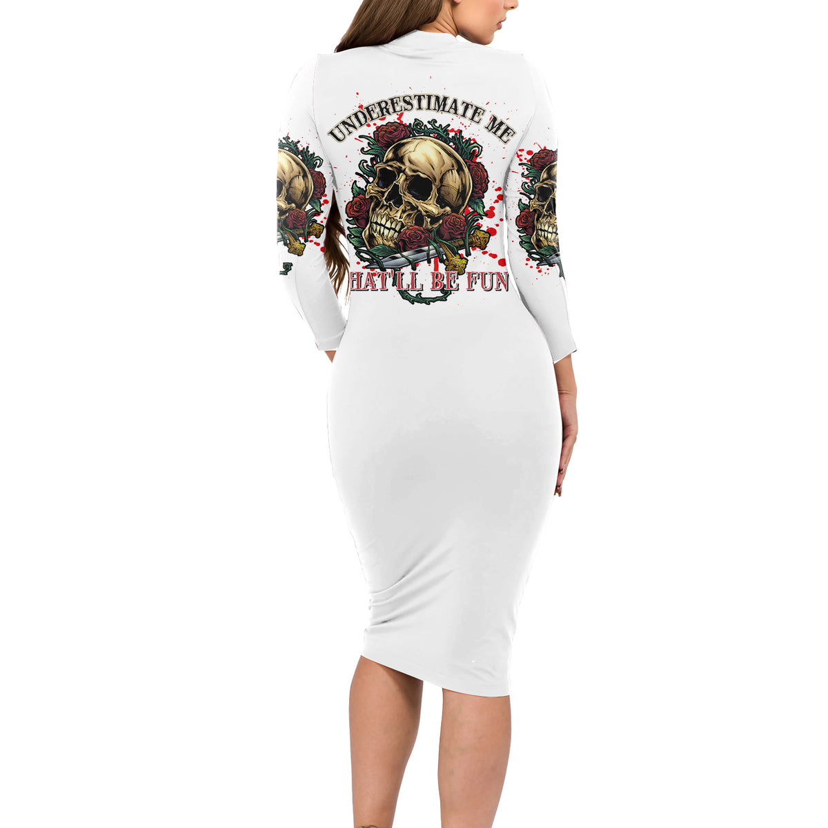 Underestimate Me That'll Be Fun Long Sleeve Bodycon Dress - Wonder Print Shop