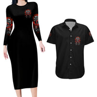 Walk Away I Have Anger Issues Skull Couples Matching Long Sleeve Bodycon Dress and Hawaiian Shirt - Wonder Print Shop