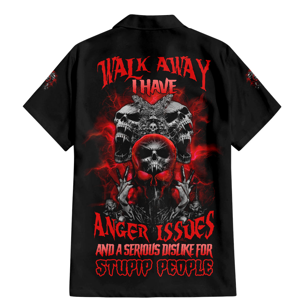 Walk Away I Have Anger Issues Skull Family Matching Mermaid Dress and Hawaiian Shirt - Wonder Print Shop