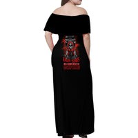Walk Away I Have Anger Issues Skull Family Matching Off Shoulder Maxi Dress and Hawaiian Shirt - Wonder Print Shop