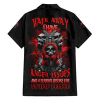 Walk Away I Have Anger Issues Skull Family Matching Short Sleeve Bodycon Dress and Hawaiian Shirt - Wonder Print Shop
