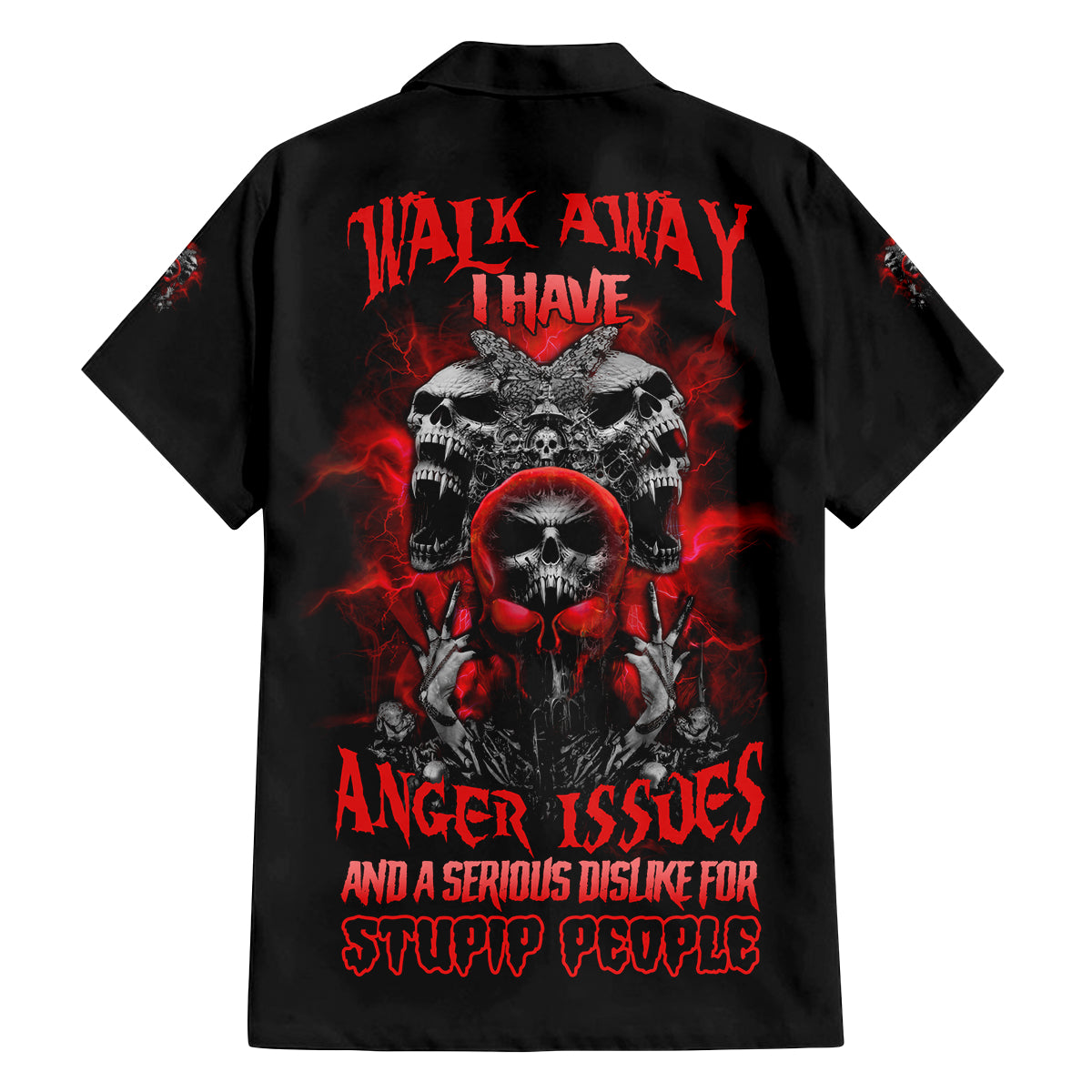 Walk Away I Have Anger Issues Skull Family Matching Summer Maxi Dress and Hawaiian Shirt - Wonder Print Shop