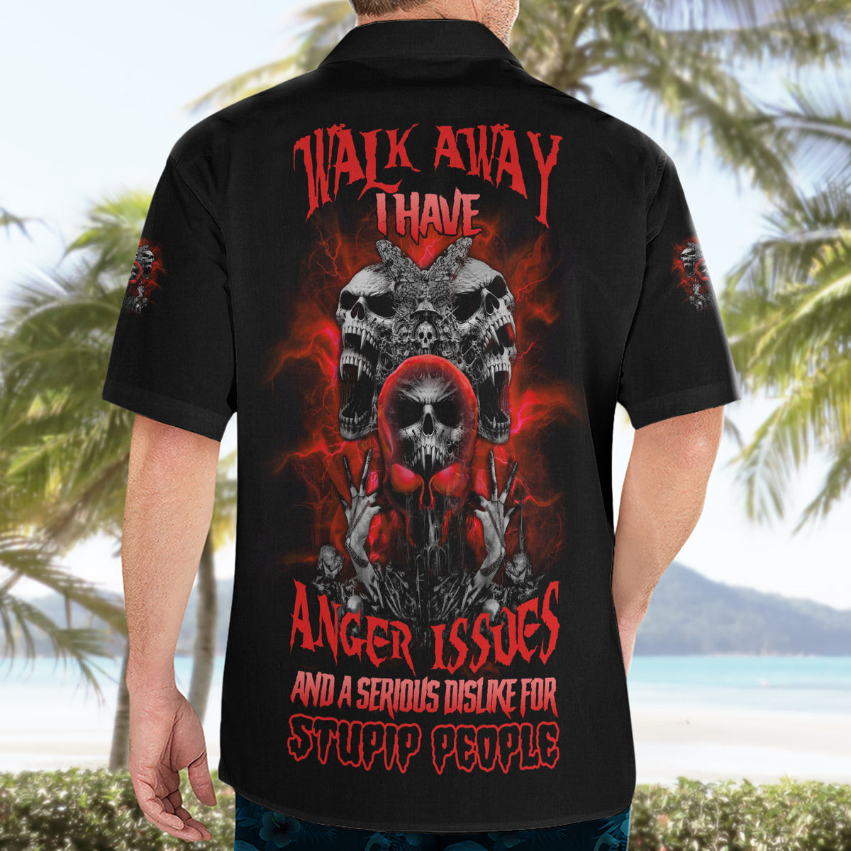 Walk Away I Have Anger Issues Skull Hawaiian Shirt - Wonder Print Shop