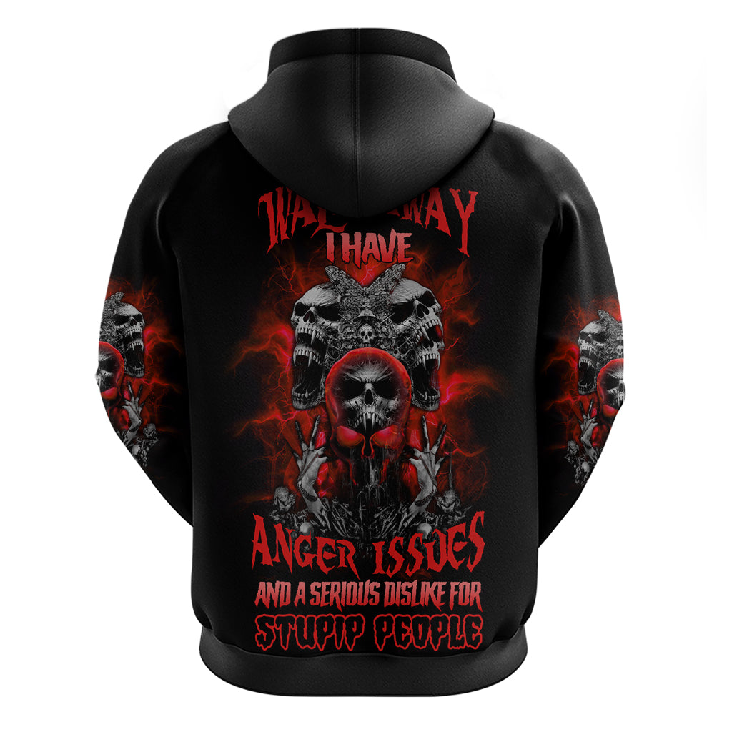 Walk Away I Have Anger Issues Skull Hoodie - Wonder Print Shop