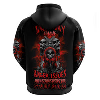 Walk Away I Have Anger Issues Skull Hoodie - Wonder Print Shop
