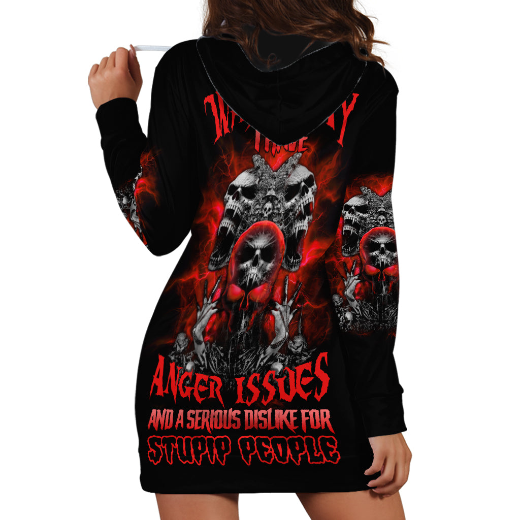 Walk Away I Have Anger Issues Skull Hoodie Dress - Wonder Print Shop