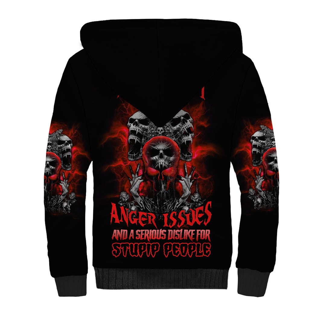 Walk Away I Have Anger Issues Skull Sherpa Hoodie - Wonder Print Shop