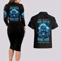 Your Demons Hide Under Your Bed Couples Matching Long Sleeve Bodycon Dress and Hawaiian Shirt - Wonder Print Shop