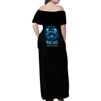 Your Demons Hide Under Your Bed Family Matching Off Shoulder Maxi Dress and Hawaiian Shirt - Wonder Print Shop