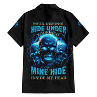 Your Demons Hide Under Your Bed Family Matching Short Sleeve Bodycon Dress and Hawaiian Shirt - Wonder Print Shop