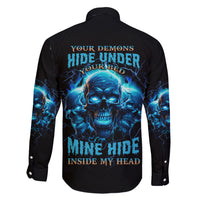 Your Demons Hide Under Your Bed Family Matching Short Sleeve Bodycon Dress and Hawaiian Shirt - Wonder Print Shop