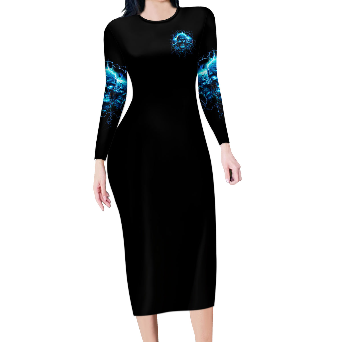 Your Demons Hide Under Your Bed Long Sleeve Bodycon Dress - Wonder Print Shop