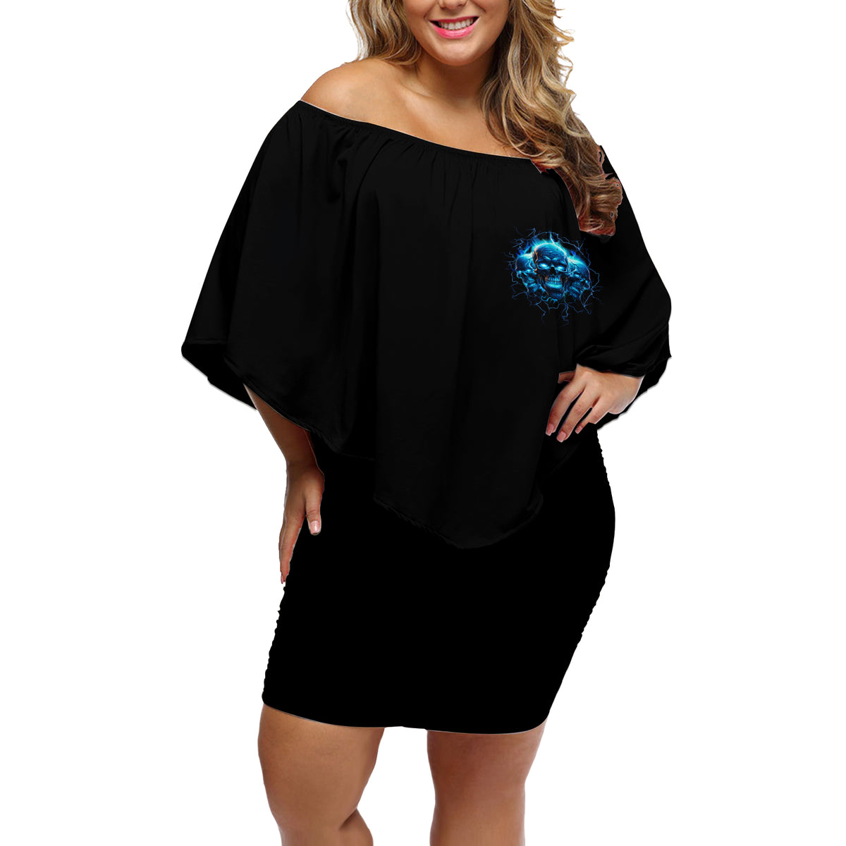 Your Demons Hide Under Your Bed Off Shoulder Short Dress - Wonder Print Shop