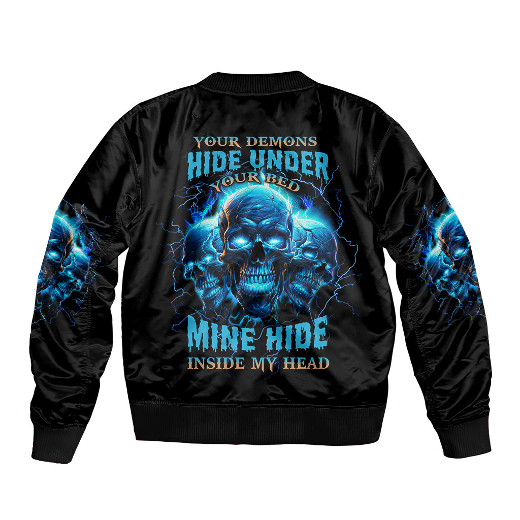 Your Demons Hide Under Your Bed Sleeve Zip Bomber Jacket - Wonder Print Shop