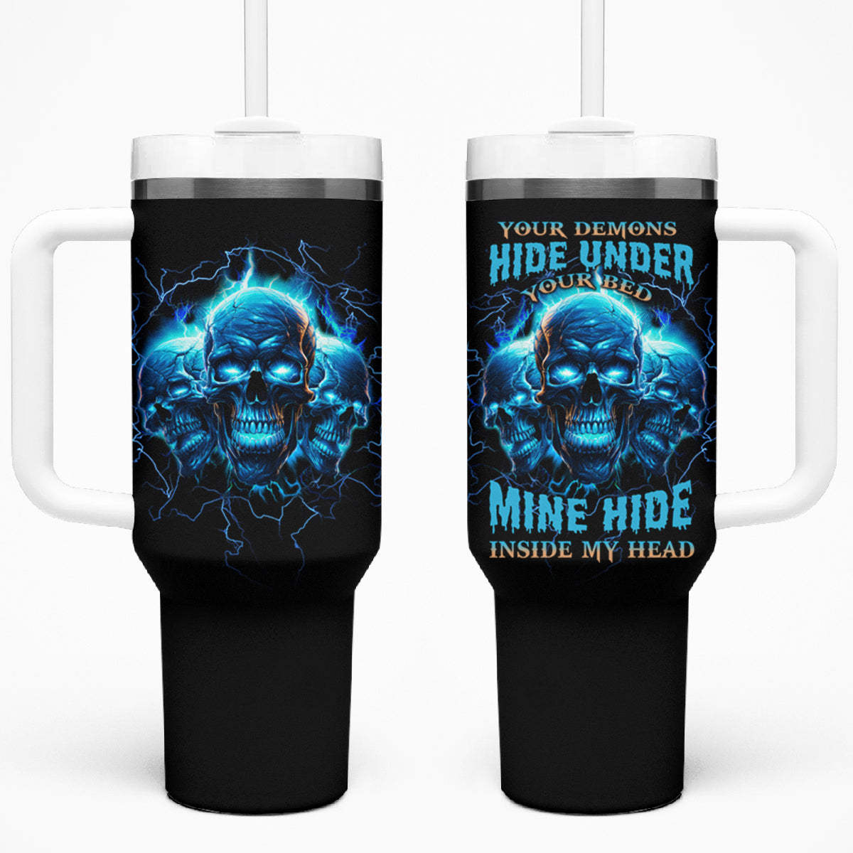Your Demons Hide Under Your Bed Tumbler With Handle - Wonder Print Shop