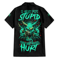 I Can Fix Stupid But It's Gonna Hurt Family Matching Off Shoulder Short Dress and Hawaiian Shirt - Wonder Print Shop