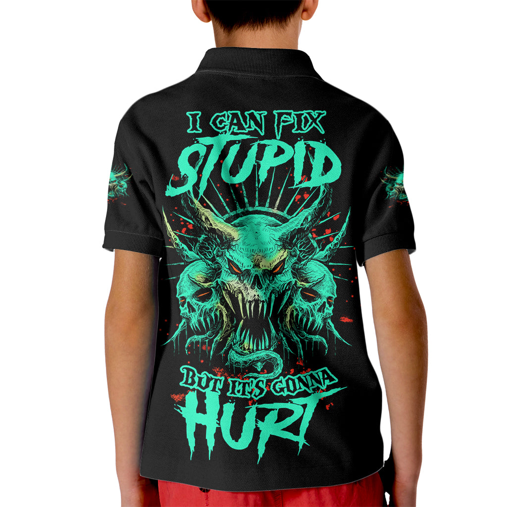 I Can Fix Stupid But It's Gonna Hurt Kid Polo Shirt - Wonder Print Shop