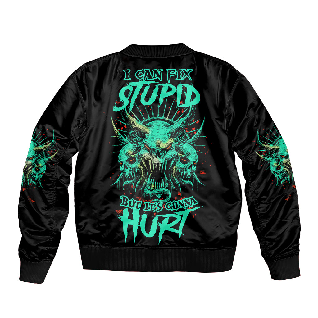 I Can Fix Stupid But It's Gonna Hurt Sleeve Zip Bomber Jacket - Wonder Print Shop