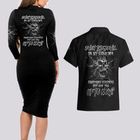 Even The Devil On My Shoulder Couples Matching Long Sleeve Bodycon Dress and Hawaiian Shirt - Wonder Print Shop