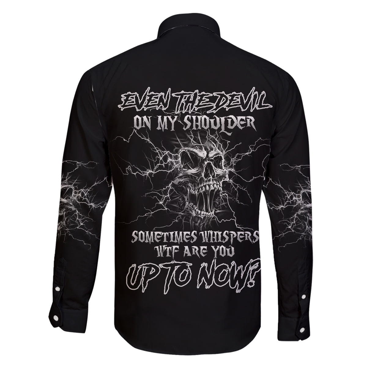 Even The Devil On My Shoulder Family Matching Off Shoulder Long Sleeve Dress and Hawaiian Shirt - Wonder Print Shop