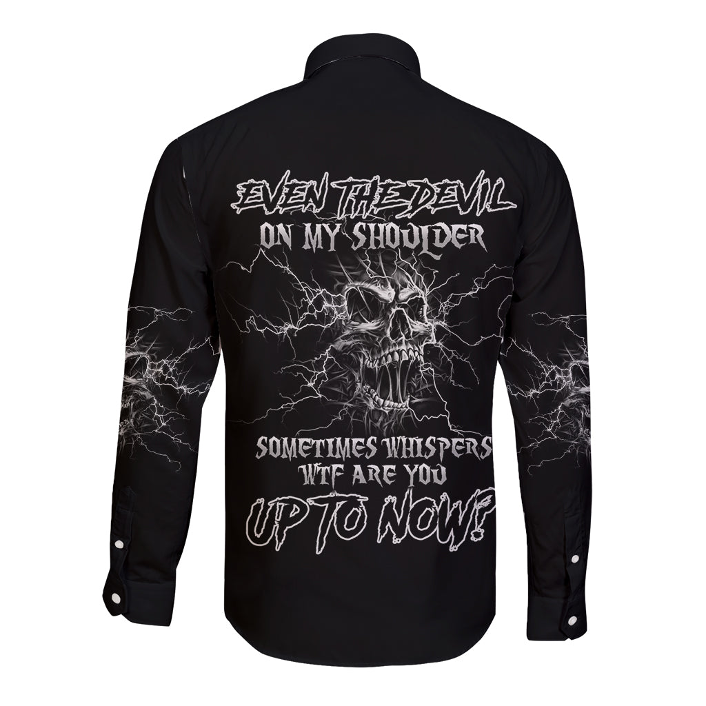 Even The Devil On My Shoulder Long Sleeve Button Shirt - Wonder Print Shop