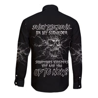 Even The Devil On My Shoulder Long Sleeve Button Shirt - Wonder Print Shop