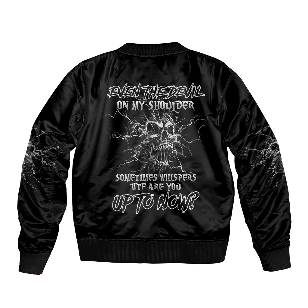 Even The Devil On My Shoulder Sleeve Zip Bomber Jacket - Wonder Print Shop