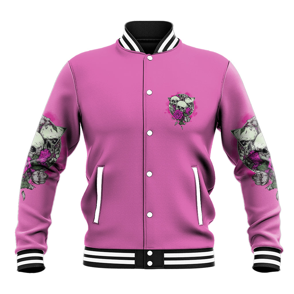 Stuck Between Idk Idc And IDGAF Pink Baseball Jacket - Wonder Print Shop