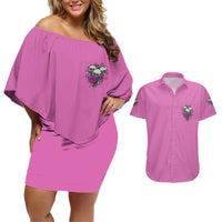 Stuck Between Idk Idc And IDGAF Pink Couples Matching Off Shoulder Short Dress and Hawaiian Shirt - Wonder Print Shop