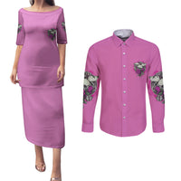 Stuck Between Idk Idc And IDGAF Pink Couples Matching Puletasi Dress and Long Sleeve Button Shirt - Wonder Print Shop