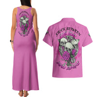 Stuck Between Idk Idc And IDGAF Pink Couples Matching Tank Maxi Dress and Hawaiian Shirt - Wonder Print Shop