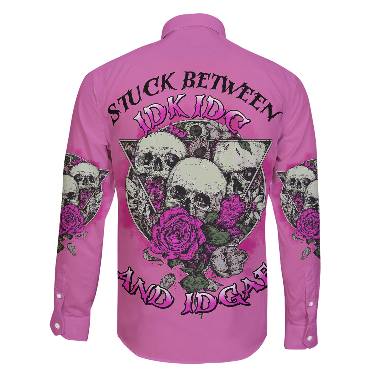 Stuck Between Idk Idc And IDGAF Pink Family Matching Puletasi Dress and Hawaiian Shirt - Wonder Print Shop