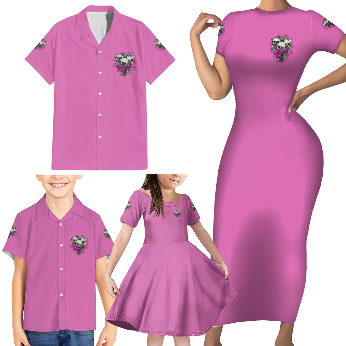 Stuck Between Idk Idc And IDGAF Pink Family Matching Short Sleeve Bodycon Dress and Hawaiian Shirt - Wonder Print Shop